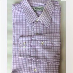 Maxwell's Hand Tailored Men Dress Shirt Purple Plaid Long Sleeve L